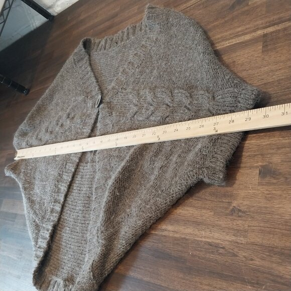 Vintage Italy Made Cardigan Women S M Brown Chunky Cable Knit Wool Blend Sweater - Picture 8 of 9